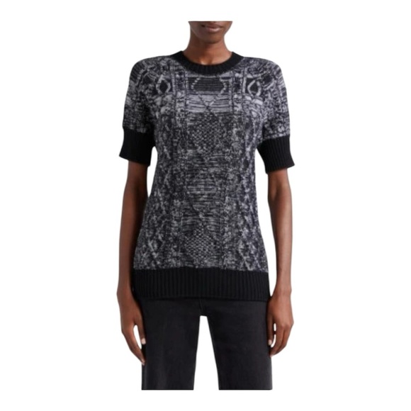 The Oula Company 100% Merino Wool Black & Gray Patterned Sweater NWOT - Picture 8 of 8